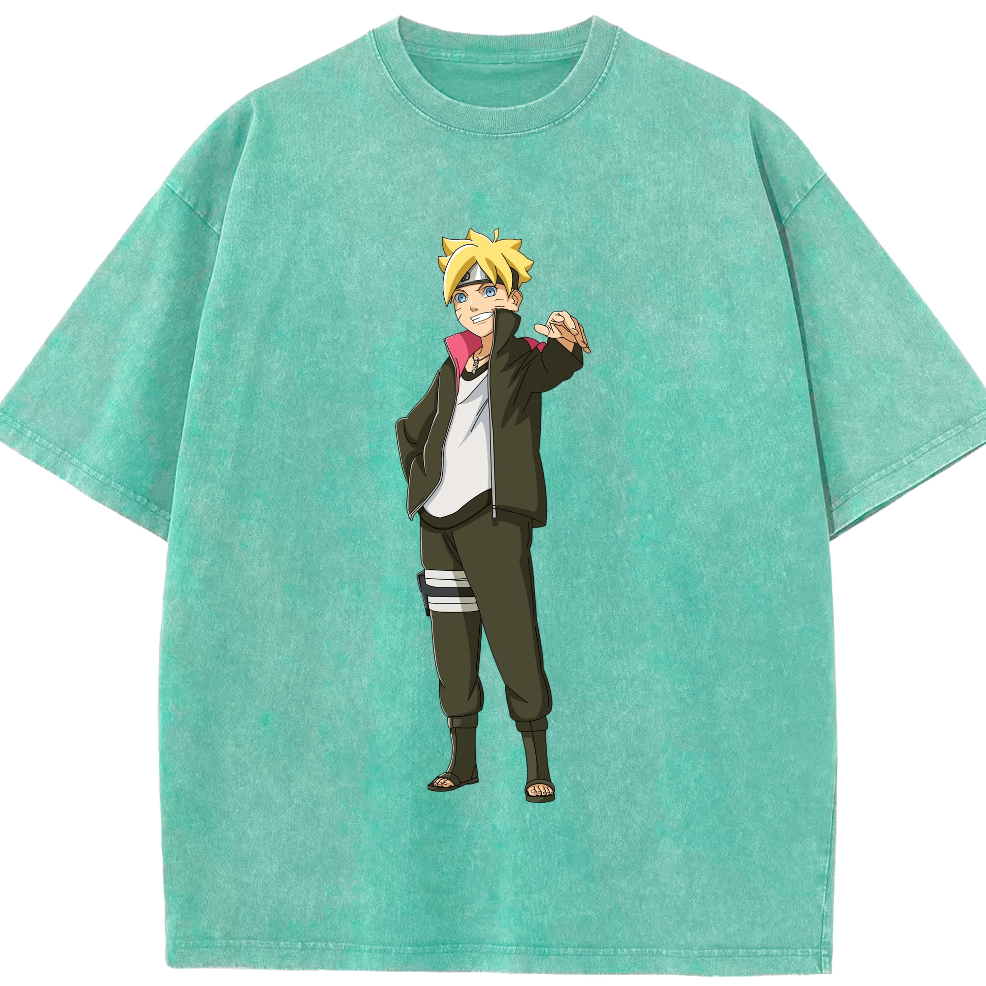 （画像用） NARUTO -ナルト- うずまき ボルト Uzumaki Boruto 綿100% ヴィンテージ風 半袖Tシャツ（フロントプリント）